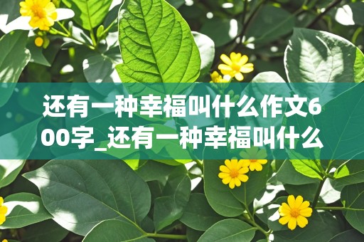 还有一种幸福叫什么作文600字_还有一种幸福叫什么作文600字初中