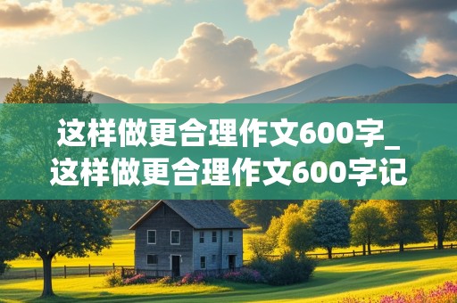 这样做更合理作文600字_这样做更合理作文600字记叙文