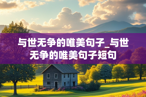 与世无争的唯美句子_与世无争的唯美句子短句