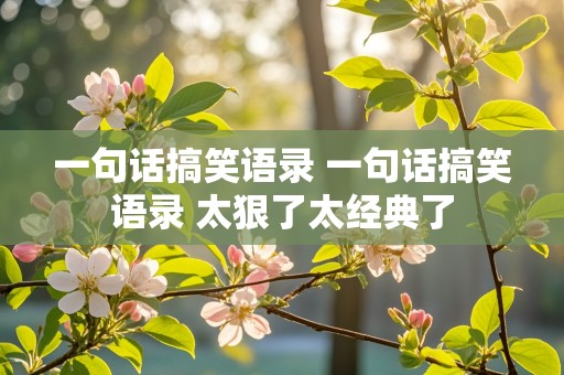 一句话搞笑语录 一句话搞笑语录 太狠了太经典了