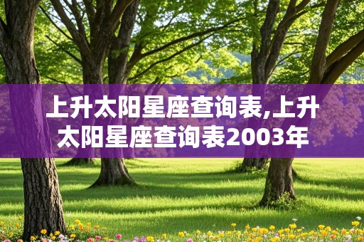 上升太阳星座查询表,上升太阳星座查询表2003年