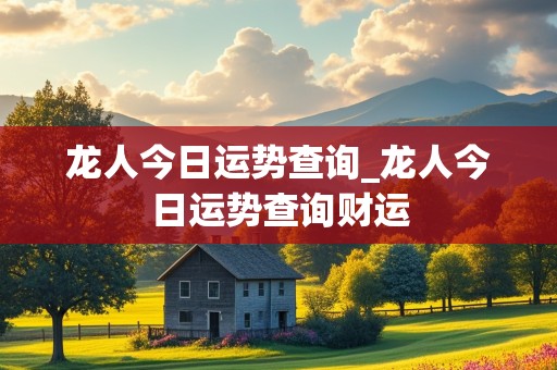 龙人今日运势查询_龙人今日运势查询财运