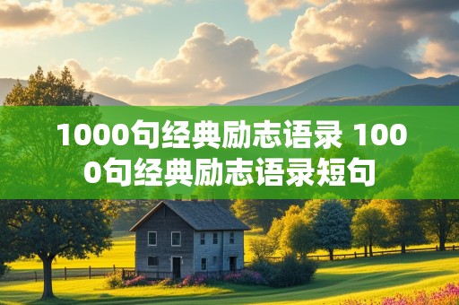 1000句经典励志语录 1000句经典励志语录短句