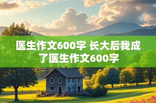 医生作文600字 长大后我成了医生作文600字