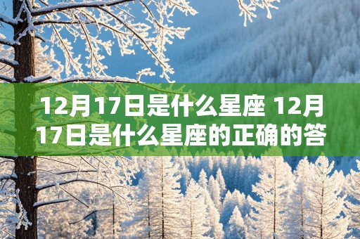 12月17日是什么星座 12月17日是什么星座的正确的答案