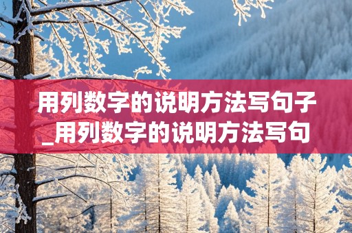 用列数字的说明方法写句子_用列数字的说明方法写句子怎么写