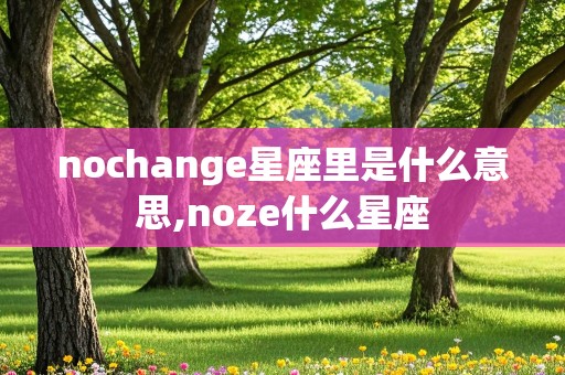 nochange星座里是什么意思,noze什么星座