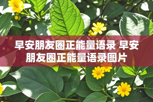 早安朋友圈正能量语录 早安朋友圈正能量语录图片