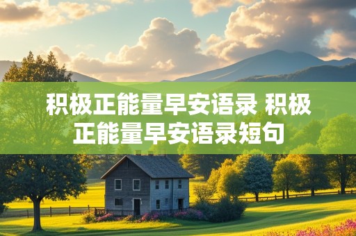 积极正能量早安语录 积极正能量早安语录短句