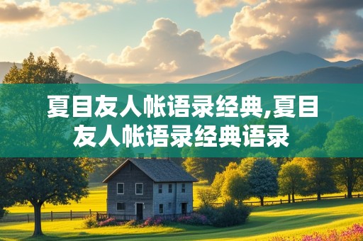 夏目友人帐语录经典,夏目友人帐语录经典语录