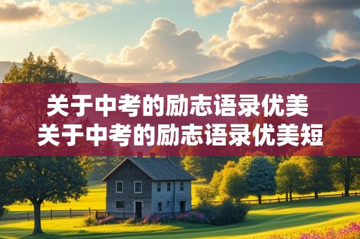 关于中考的励志语录优美 关于中考的励志语录优美短句