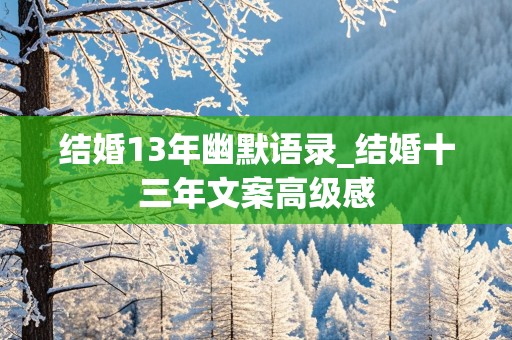 结婚13年幽默语录_结婚十三年文案高级感