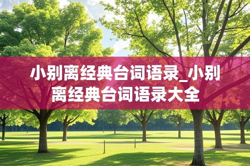 小别离经典台词语录_小别离经典台词语录大全