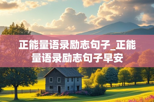 正能量语录励志句子_正能量语录励志句子早安