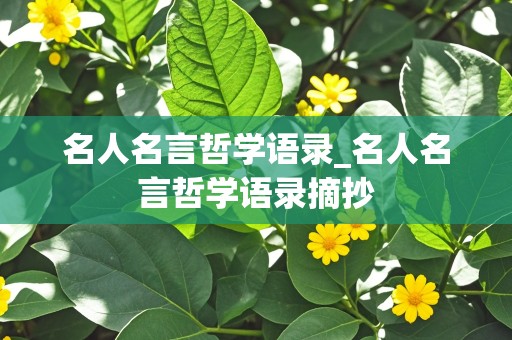 名人名言哲学语录_名人名言哲学语录摘抄