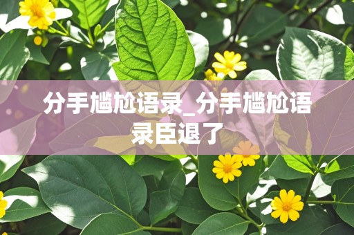 分手尴尬语录_分手尴尬语录臣退了