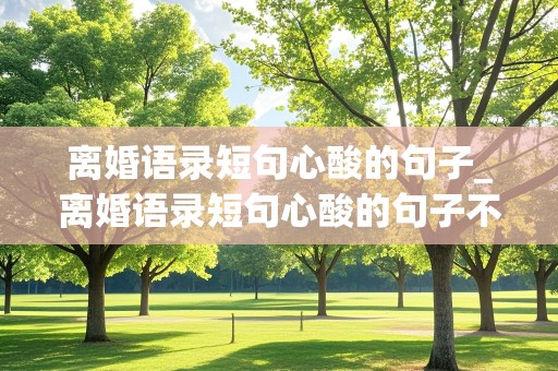 离婚语录短句心酸的句子_离婚语录短句心酸的句子不带离婚字