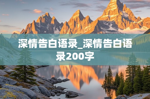 深情告白语录_深情告白语录200字