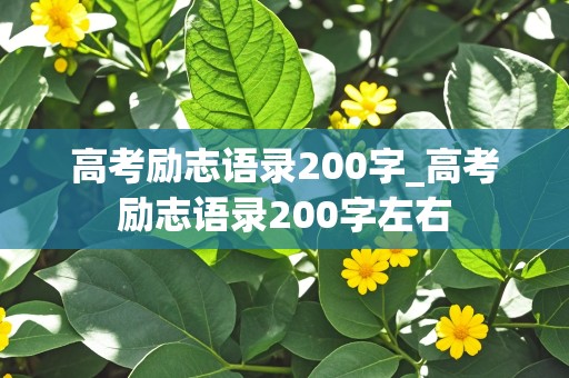 高考励志语录200字_高考励志语录200字左右