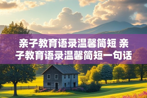 亲子教育语录温馨简短 亲子教育语录温馨简短一句话