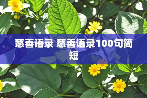 慈善语录 慈善语录100句简短