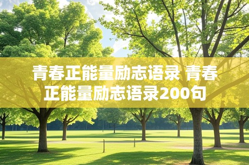 青春正能量励志语录 青春正能量励志语录200句