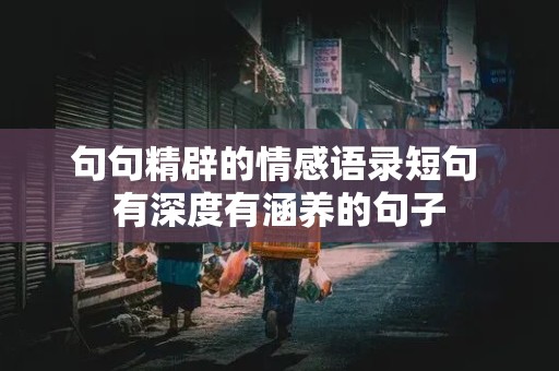 句句精辟的情感语录短句 有深度有涵养的句子