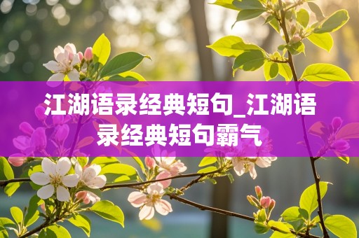 江湖语录经典短句_江湖语录经典短句霸气