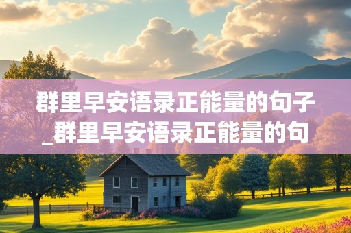 群里早安语录正能量的句子_群里早安语录正能量的句子简短