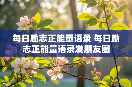 每日励志正能量语录 每日励志正能量语录发朋友圈