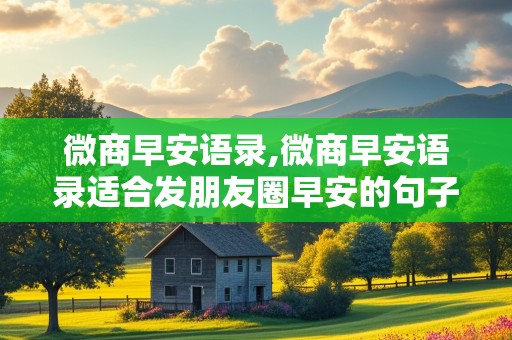 微商早安语录,微商早安语录适合发朋友圈早安的句子