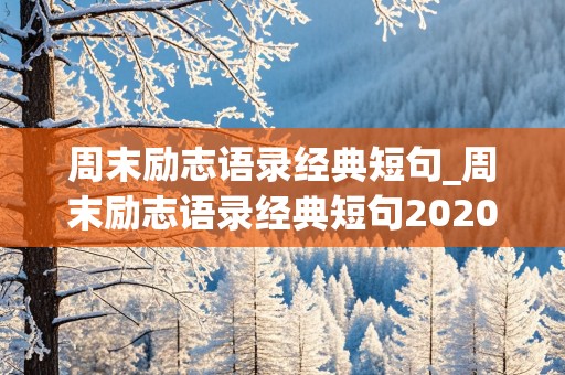 周末励志语录经典短句_周末励志语录经典短句2020