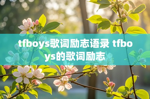 tfboys歌词励志语录 tfboys的歌词励志