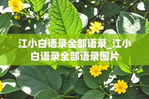 江小白语录全部语录_江小白语录全部语录图片