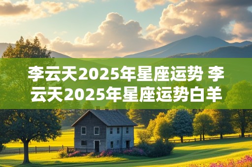 李云天2025年星座运势 李云天2025年星座运势白羊座