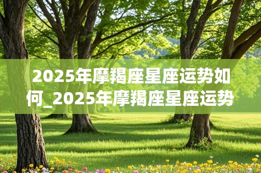 2025年摩羯座星座运势如何_2025年摩羯座星座运势如何呢