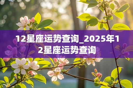 12星座运势查询_2025年12星座运势查询