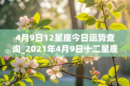 4月9日12星座今日运势查询_2021年4月9日十二星座运势