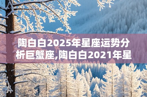 陶白白2025年星座运势分析巨蟹座,陶白白2021年星座运势