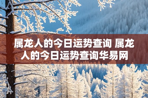 属龙人的今日运势查询 属龙人的今日运势查询华易网