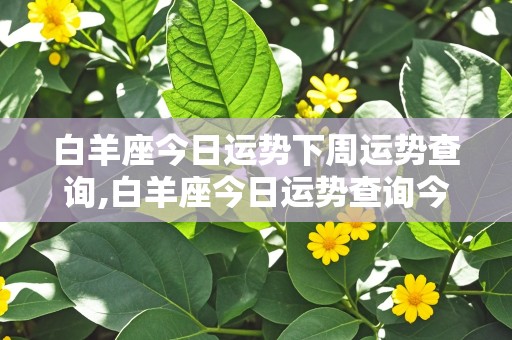 白羊座今日运势下周运势查询,白羊座今日运势查询今