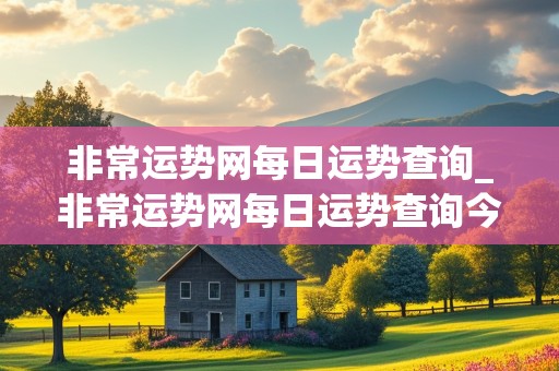 非常运势网每日运势查询_非常运势网每日运势查询今日生肖运势