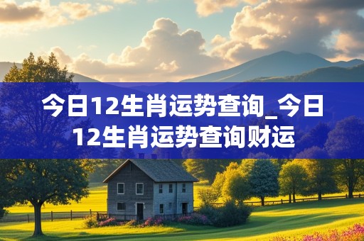 今日12生肖运势查询_今日12生肖运势查询财运