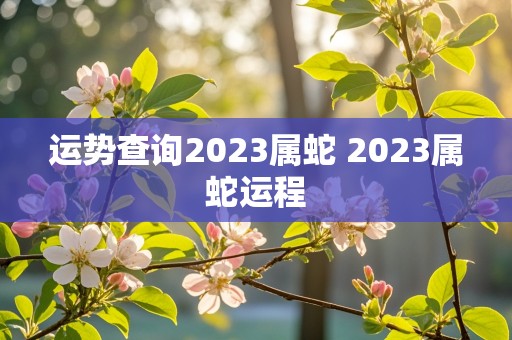 运势查询2023属蛇 2023属蛇运程