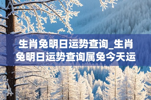 生肖兔明日运势查询_生肖兔明日运势查询属兔今天运势