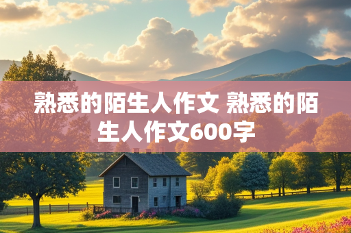 熟悉的陌生人作文 熟悉的陌生人作文600字