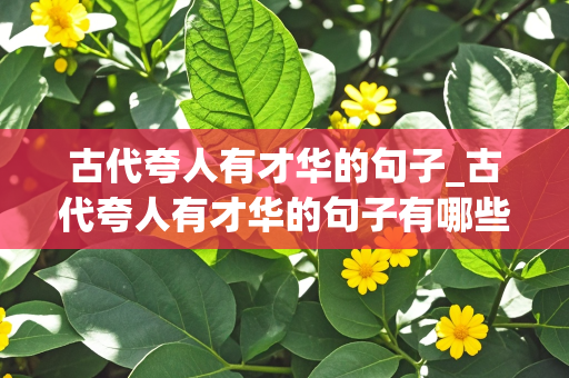 古代夸人有才华的句子_古代夸人有才华的句子有哪些