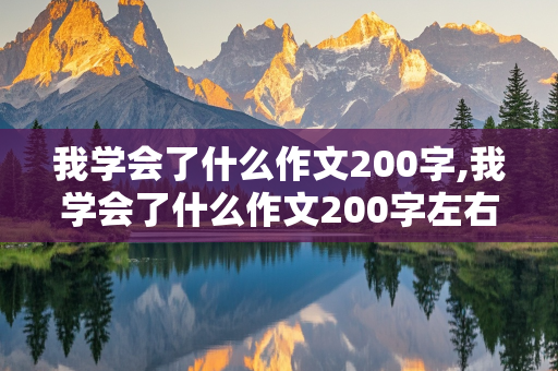 我学会了什么作文200字,我学会了什么作文200字左右