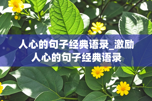 人心的句子经典语录_激励人心的句子经典语录