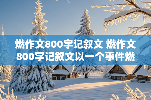 燃作文800字记叙文 燃作文800字记叙文以一个事件燃起了我的斗志